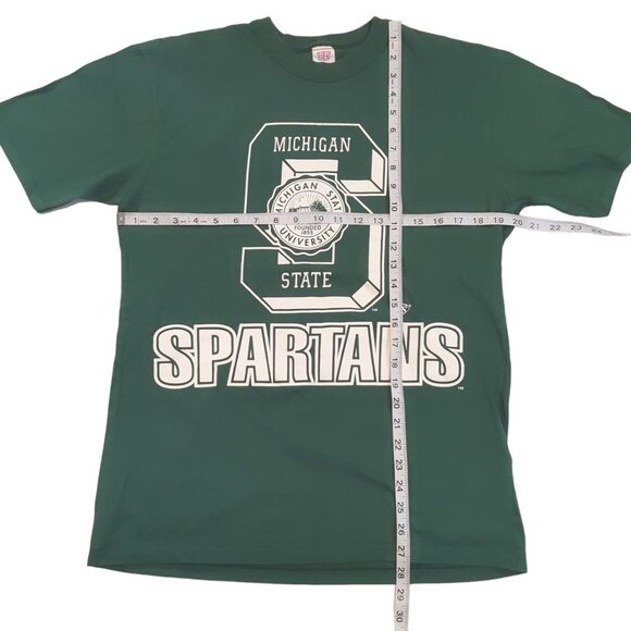 Vintage 90s Michigan State Spartans T Shirt Adult Size XL Green GTS Made in USA - Picture 6 of 6